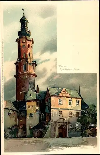 Künstler Litho Weimar an der Lahn Hessen, Residenzschloss