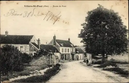 Ak Villers Saint Paul Oise, Route de Pont