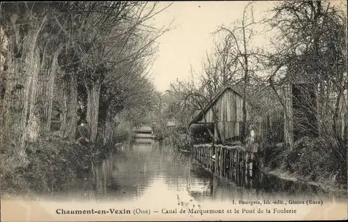 Ak Chaumont en Vexin Oise, Canal de Marquemont et le Pont de la Foulerie