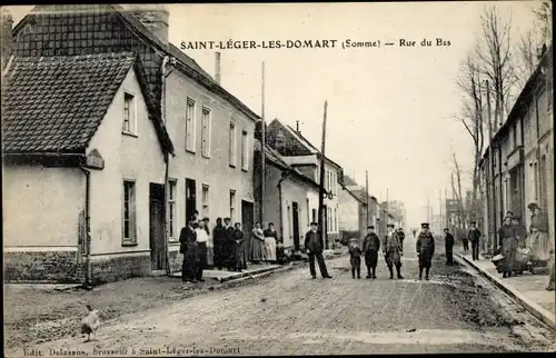 Ak Saint Léger les Domart Somme, Rue du Bas