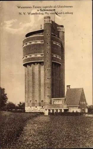 Ak Schimmert Limburg Niederlande, Watertoren Tevens ingericht als Uitzichttoren, N. V. Waterleiding