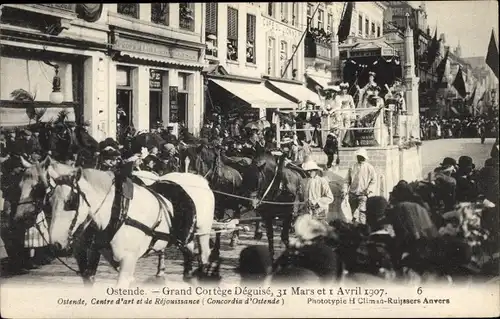 Ak Oostende Ostende Westflandern, Grand Cortege Deguise, 31 Mars et 1 Avril 1907