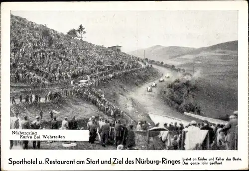 Ak Wehrseifen Adenau in der Eifel, Nürburgring, Kurve, Rennstrecke, Zuschauer