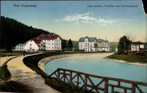 Ak Głuchołazy Zdrój Bad Ziegenhals Schlesien, Villa Josefine, Paradies, Ferdinandsbad