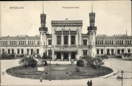 Ak Wrocław Breslau Schlesien, Hauptbahnhof