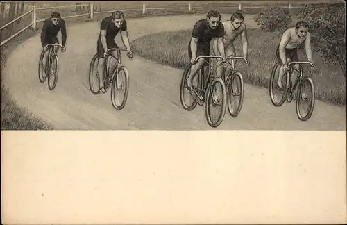Ak Radrennsport, Rennfahrer auf der Strecke