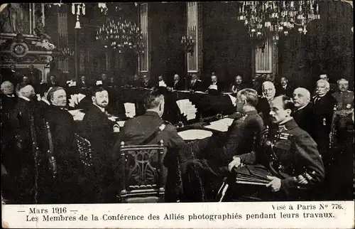 Ak Les Membres de la Conférence des Alliées, Mars 1916, Konferenz der Alliierten, I. WK