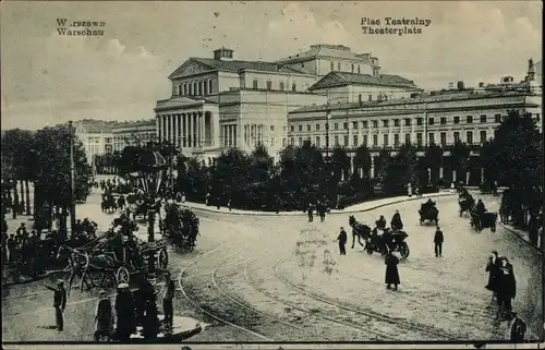 Ak Warszawa Warschau Polen, Plac Teatralny, Theaterplatz