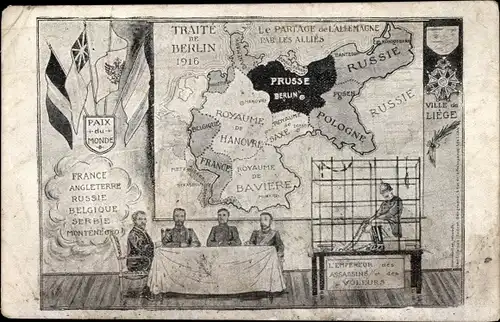 Ak Paix du Monde, Traite de Berlin 1916, Le Partage de l'Allemagne par les Alliées