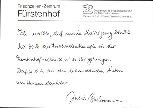 Ak Schauspielerin Julia Biedermann, Portrait, Autogramm