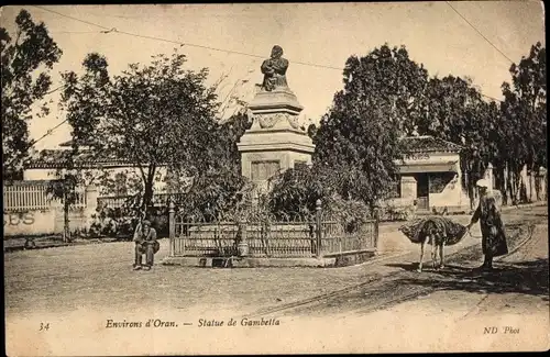 Ak Oran Algerien, Statue de Gambetta