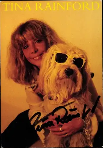 Ak Sängerin Tina Rainford, Portrait, Autogramm, Hund, Airam Records