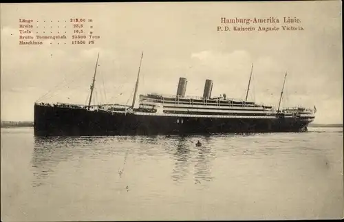 Ak Dampfer Kaiserin Auguste Victoria, HAPAG