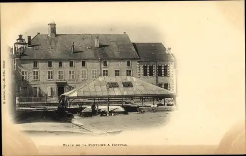 Ak Stenay Lothringen Meuse, Place de la Fontaine a Hopital
