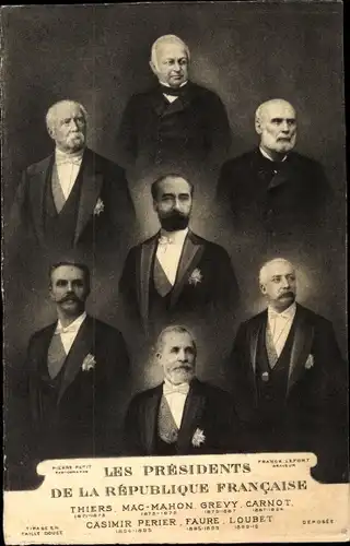 Ak Les Presidents de la Republique Francaise, Thiers, Mac-Mamon, Grevy, Carnot