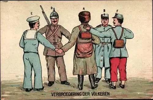 Ak Verbroedering der Volkeren, Soldaten, Brüderschaft, Versöhnung