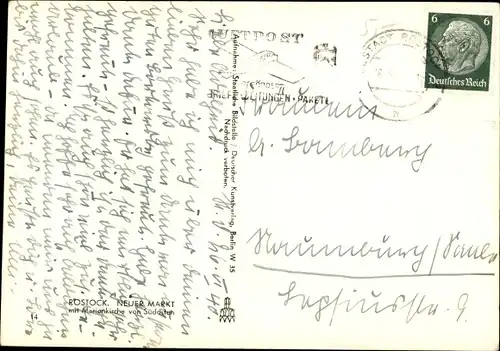 Ak Hansestadt Rostock, Neuer Markt, Marienkirche