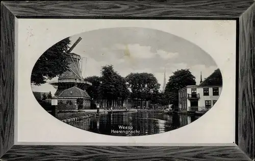 Präge Passepartout Ak Weesp Nordholland, Heerengracht, Windmühle, Molen
