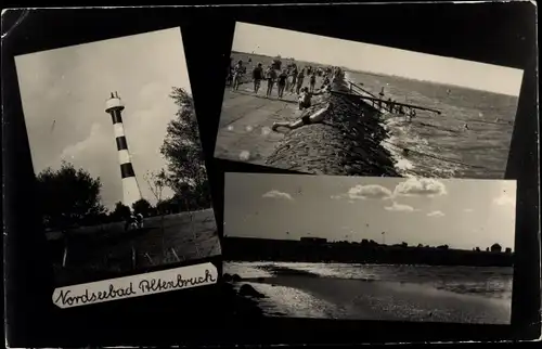 Foto Ak Nordseebad Altenbruch Cuxhaven in Niedersachsen, Leuchtturm, Deichpromenade, Strand