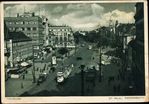 Ak Hamburg Mitte St. Pauli, Reeperbahn, Straßenbahn, bei Tag