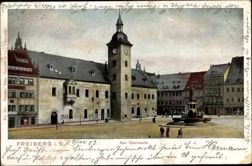 Ak Freiberg in Sachsen, der Obermarkt