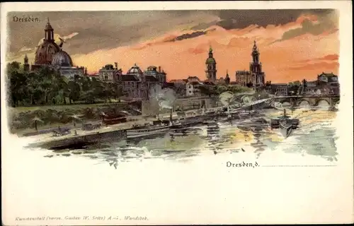 Litho Dresden Zentrum Altstadt, schöne Detailansicht