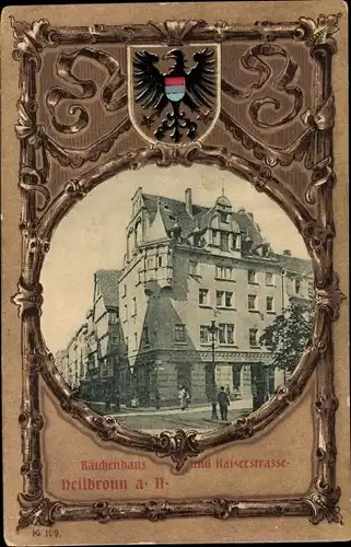 Passepartout Ak Heilbronn am Neckar, Kätchenhaus und Kaiserstraße, Wappen