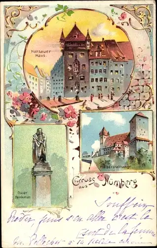 Ak Nürnberg in Mittelfranken, Nassauer Haus, Kaiserstallung, Denkmal