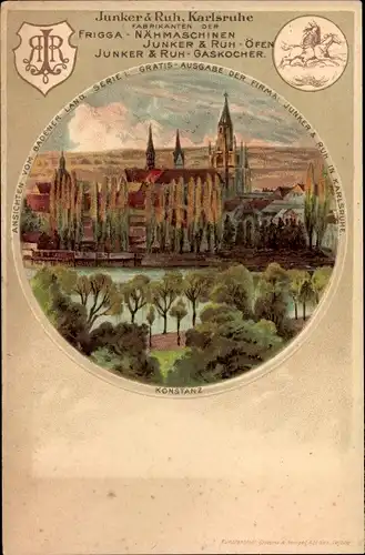 Litho Konstanz, Frigga-Naehmaschinen Junker & Ruh-Oefen Kat. Karlsruhe, Kirche