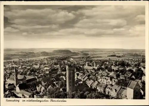 Ak Ravensburg in Württemberg Oberschwaben, Gesamtansicht, Turm