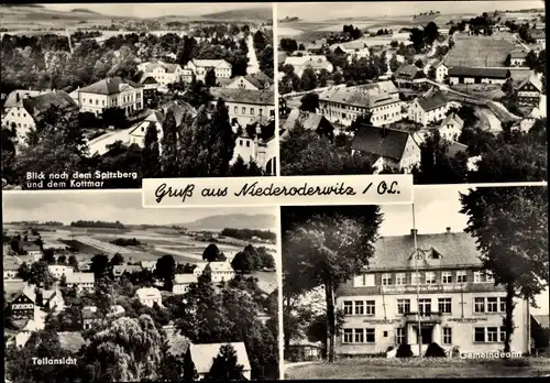 Ak Niederoderwitz Oderwitz in der Oberlausitz, Gesamtansicht, Spitzberg, Gemeindeamt