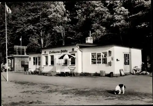 Ak Altenhof Kreis Eckernförde, Campingplatz Robinson Hütte, Hund