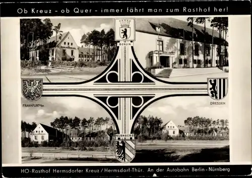 Ak Hermsdorf in Thüringen, HO-Rasthof Hermsdorfer Kreuz, Autobahn