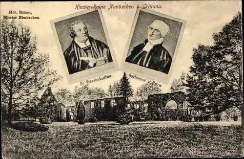 Ak Nimbschen Böhlen Grimma in Sachsen, Klosterruine Nimbschen, Luther, Katharina v. Bora