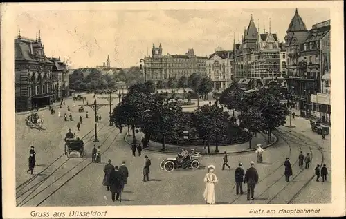 Ak Düsseldorf am Rhein, Platz am Hauptbahnhof