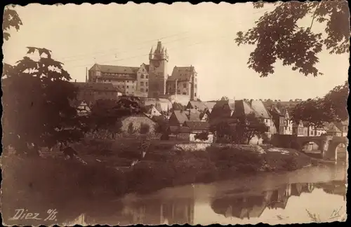 Foto Ak Diez an der Lahn, Blick auf den Ort