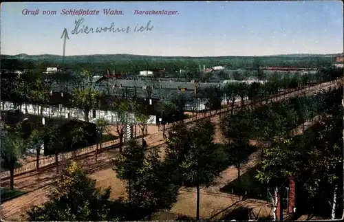 Ak Wahn Köln Nordrhein Westfalen, Schießplatz, Barackenlager, Vogelperspektive