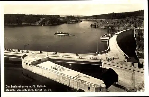 Ak Saalburg in Thüringen, Saaletalsperre, a. Kl. Bleiloch, aus der Vogelschau