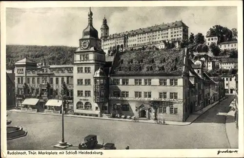 Ak Rudolstadt in Thüringen, Thür. Marktplatz mit Schloss Heidecksburg