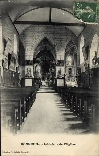 Ak Bonneuil Oise, Interieur de l'Eglise