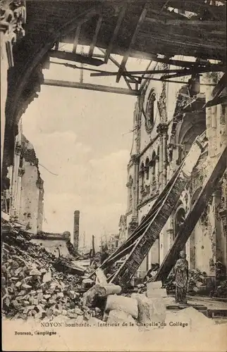 Ak Noyon Oise, Interieur de la Chapelle du College, Kriegszerstörungen, I. WK