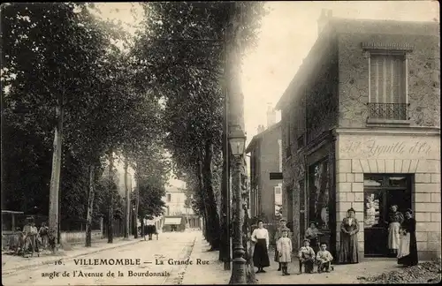 Ak Villemomble Seine Saint Denis, La Grande Rue, Allee, Anwohner, l'Avenue de la Bourdonnais