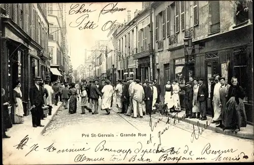 Ak Le Pré Saint Gervais Seine Saint Denis, Grande Rue, Hauptstraße, Anwohner