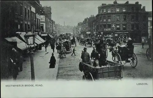Mondschein Ak London City England, Westminster Bridge, Road
