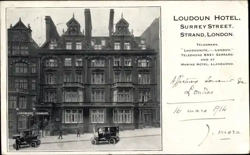 Ak London City England, Loudoun Hotel, Surrey Street, Strand