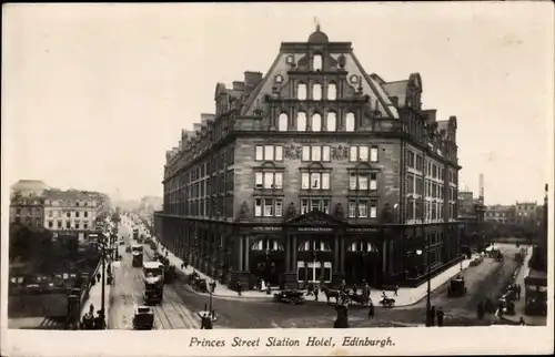 Ak Edinburgh Schottland, Princes Street Station Hotel