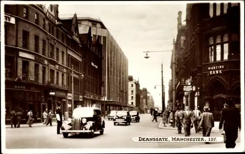 Ak Manchester England, Deansgate, Autos