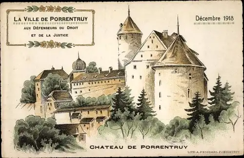 Litho Pruntrut Porrentruy Kanton Jura, Château de Porrentruy