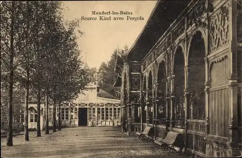 Ak Mondorf les Bains Bad Mondorf Luxemburg, Source Kind avec Pergola