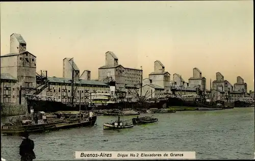 Ak Buenos Aires Argentinien, Dique No. 2, Elevadores de Granos